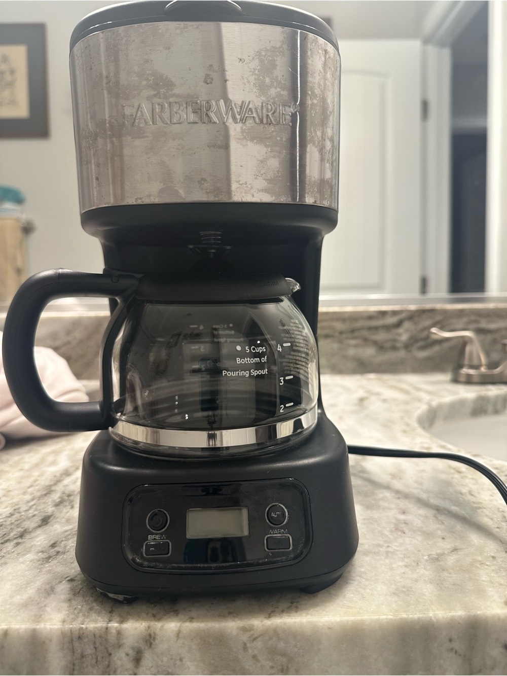 Farberware 5 Cup Programmable Coffee Maker Black Glass Carafe Works